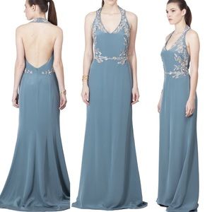 Marchesa Notte-Bead & Crystal Embellished Silk Crepe Backless Gown--NWT-Sz 8